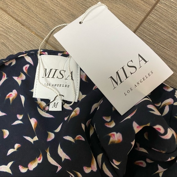 MISA Los Angeles | Andrea Wrap Dress Resort Petals Puff Sleeve NEW Size M - Picture 7 of 10